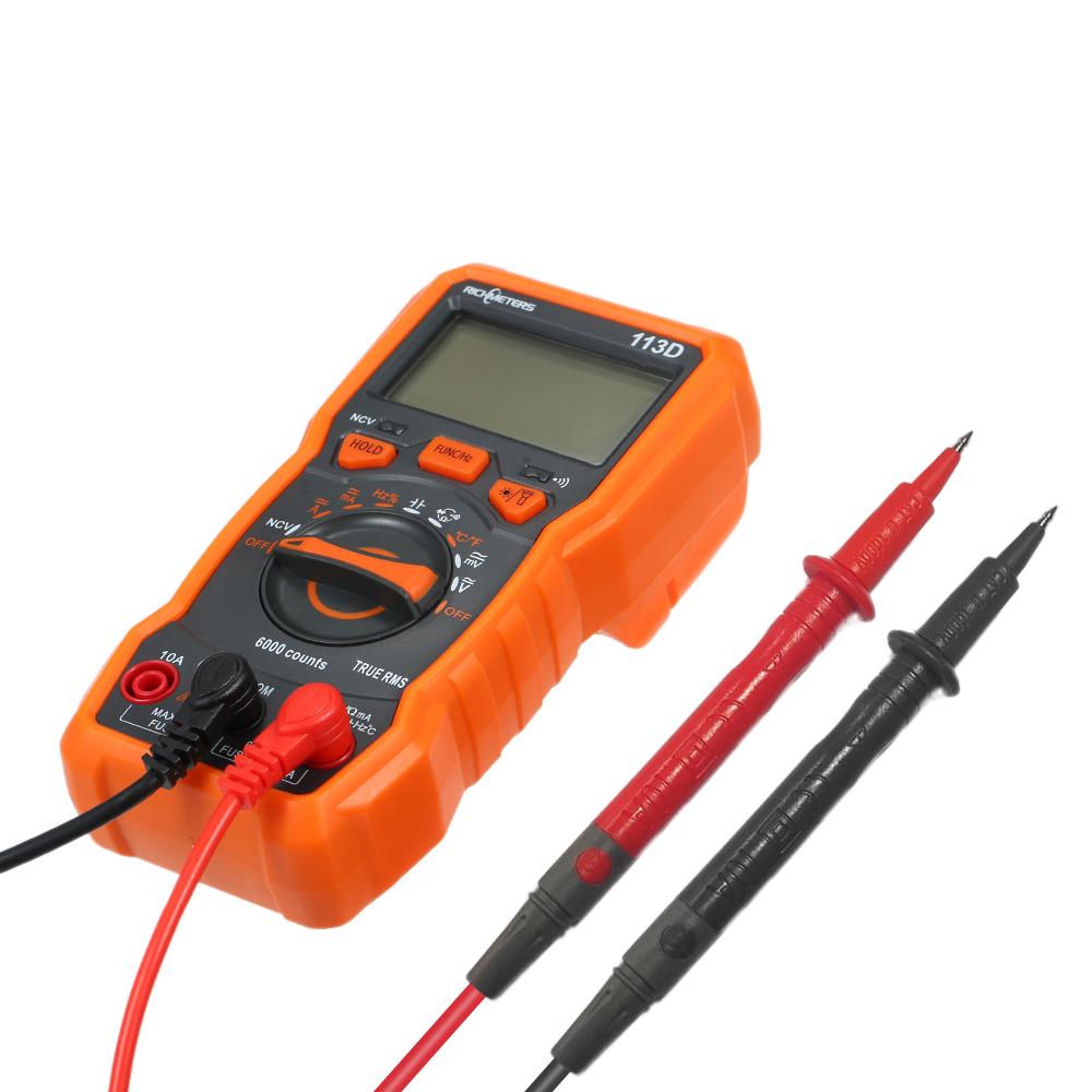 RICHMETERS RM113D NCV Digital Multimeter 6000 Counts Auto Ranging AC DC Voltage Temperature Measuring Meter Flash Light