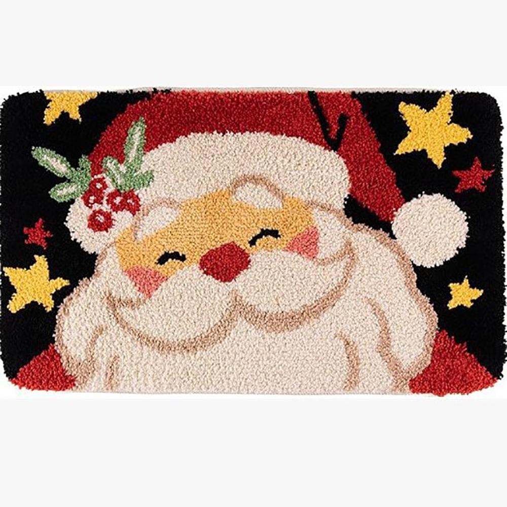 New Santa Claus Christmas Door Mat Crystal Fleece Non-slip Door Carpet Soft Water Absorption Bath Mat Living Room Decor