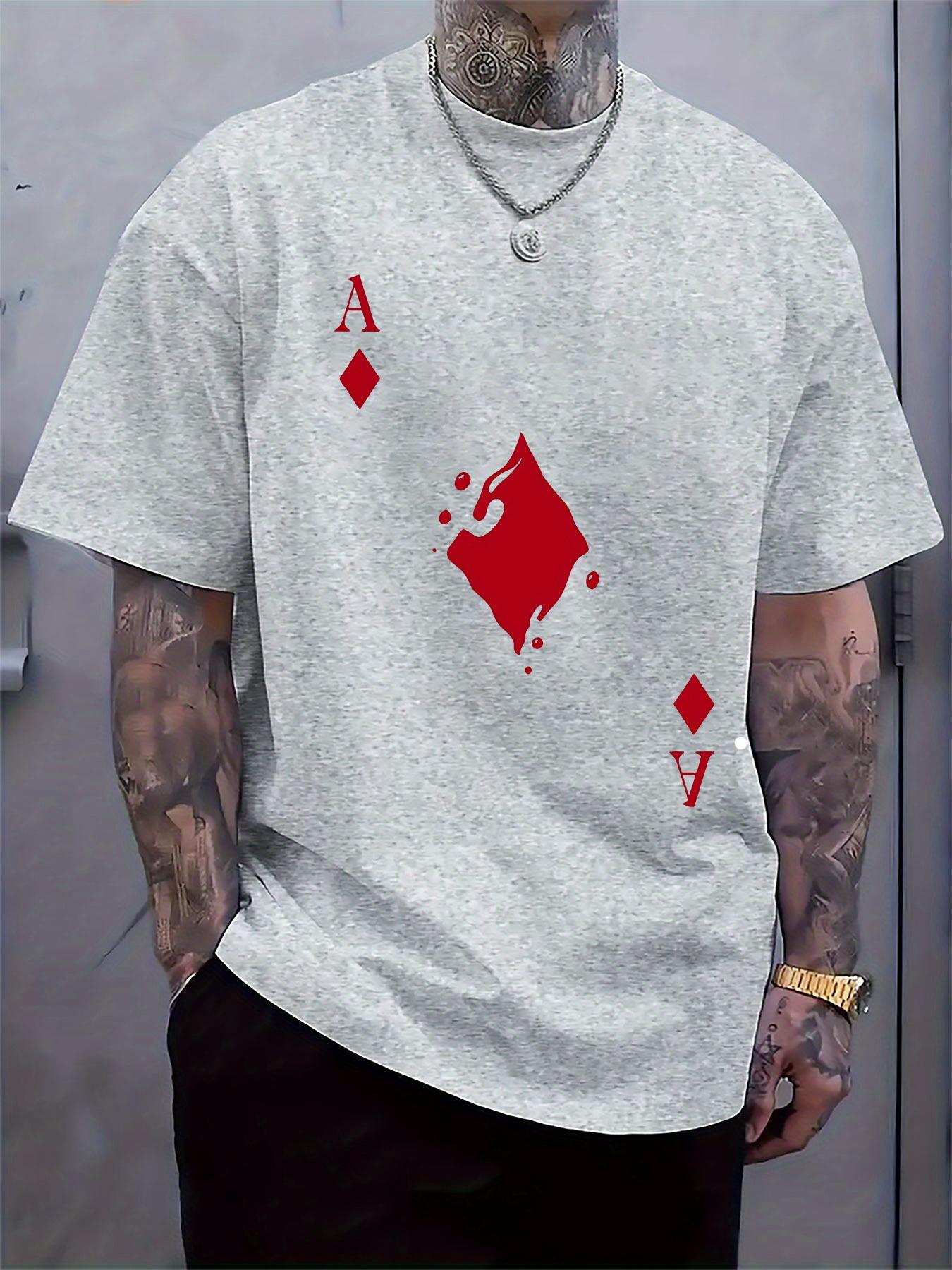 Casual Graphic Tshirt - White with Red Ace of Spades Print S