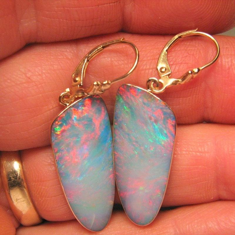 Exquisite Large Opal Earrings Gold Color Moonstone Earrings For Women Wedding Engagement Anniversary Party Jewelry Gift