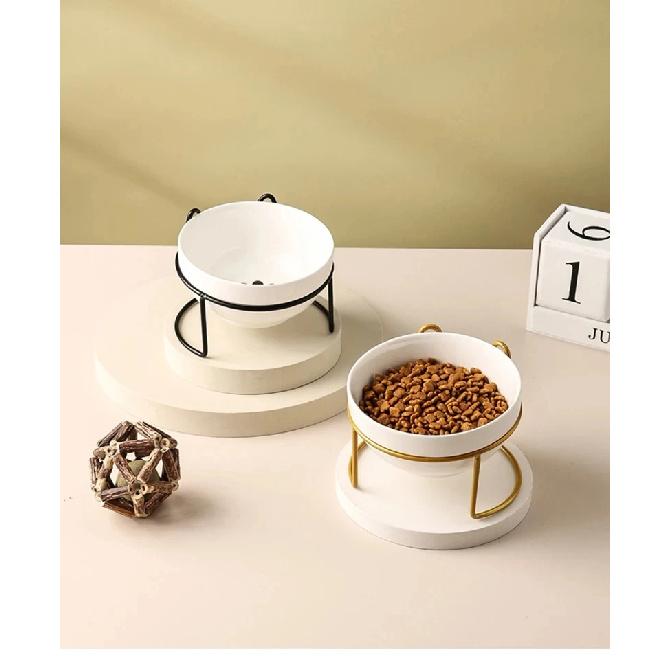 Pet Ceramic Bowl Cat Food Bowl Cervical Protection Pet Supplies Dog Drinking Water Bowl Cat Food Feeding with Raised Stand
