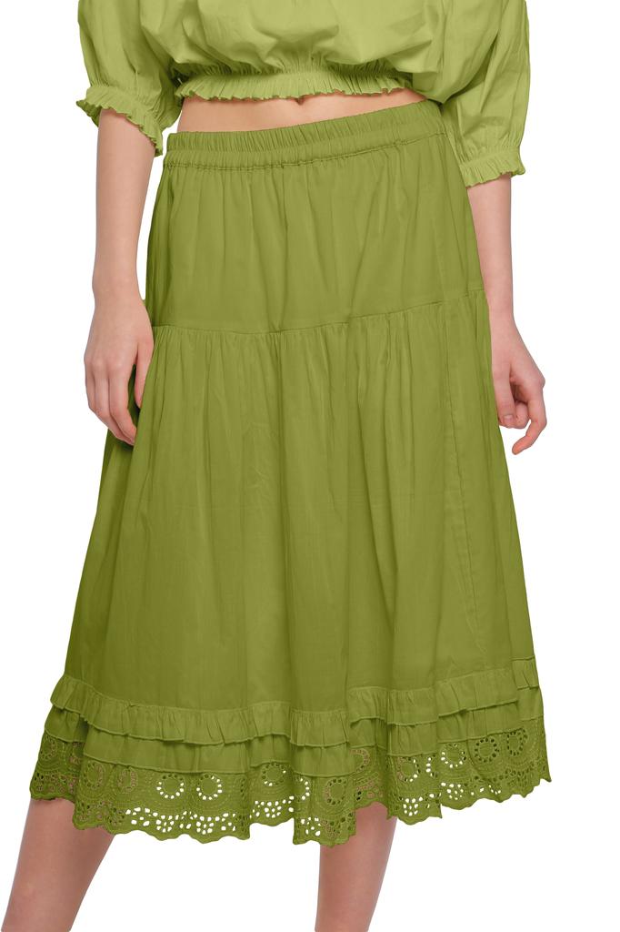 Moomaya Solid Skirts For Women Knee Length Cotton Flared Girls Skirt