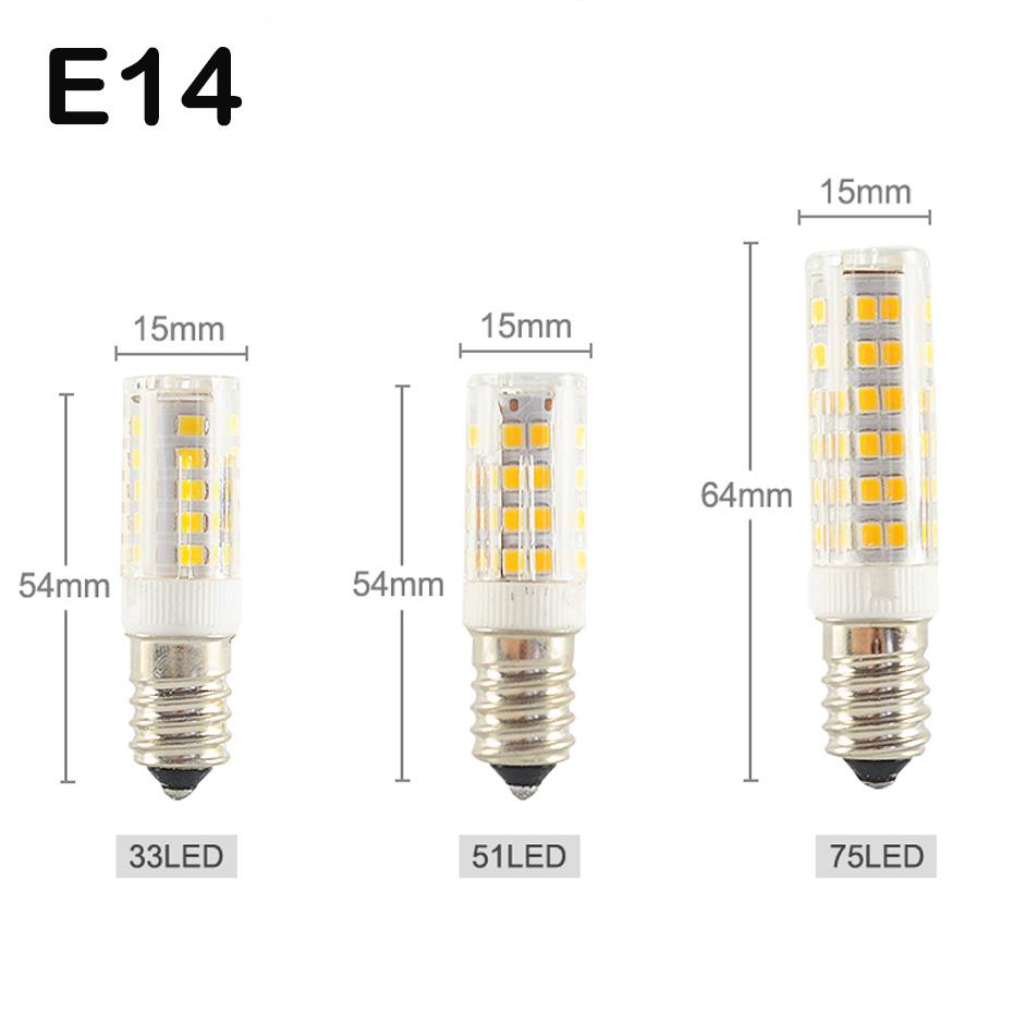 E14 LED Corn Light Bulb 4W 5W 7W 220V High Brightness 2835 SMD 33/51/75 LEDs Chandelier Spotlight Lamp for Home Lighting Ceram