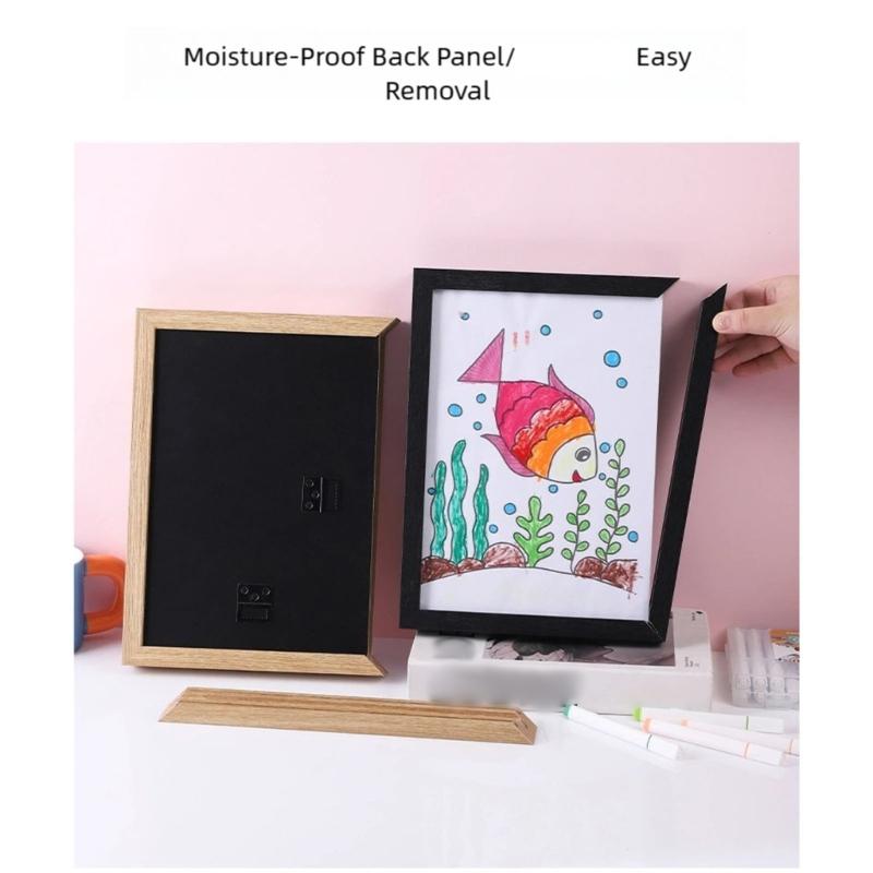 Wooden Magnetic Picture Frame With Instants Art Change Function For Home Office Decors Fit Kids Drawing Photos Display