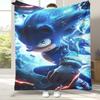 Retro S-Sonic Cartoon Game Flannel Blanket,Ultra Soft Warm Plush Throw for Home Bedroom Bed Sofa Cover Camping Picnic Gift