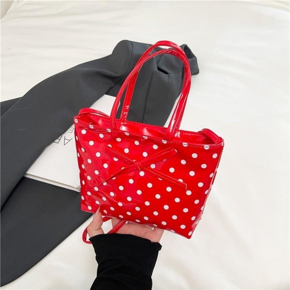 Fashion Large Capacity Crossbody Bag Polka Dot Embroidery Shoulder Bag Bow Checkered Pattern Handbag Travel Use