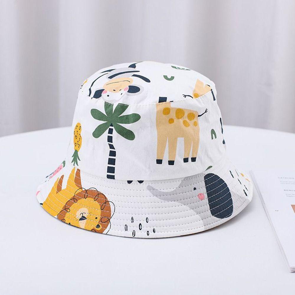 Fashion Summer Bucket Hat Uv Protection Breathable Sun Cap Adjustable Cartoon Beach Hat Infant