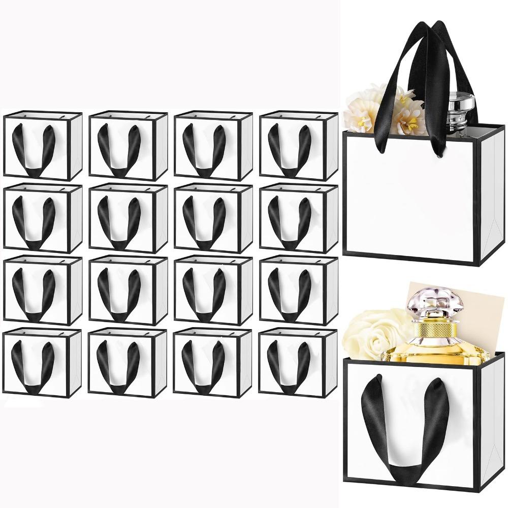 15pcs Mini White Paper Gift Bags with Handles Perfect for Wedding Favors Birthday Parties Mother's Day Valentine's Day Presents Jewelry Making Display