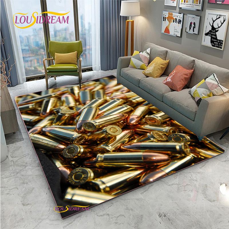 3D Geweer Pistool Revolver Wapen Cartoon Gebiedskleed, Tapijt Kleed voor Woonkamer Slaapkamer, Kind Keuken Deurmat Badkamer Antislip Vloermat