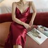 Damen Kleid Satin Swinging Kragen Französisch Spaghetti Strap Designer Chic Elegante Mode Lässig Abend Party Sexy Sling Kleider Sommer 2024