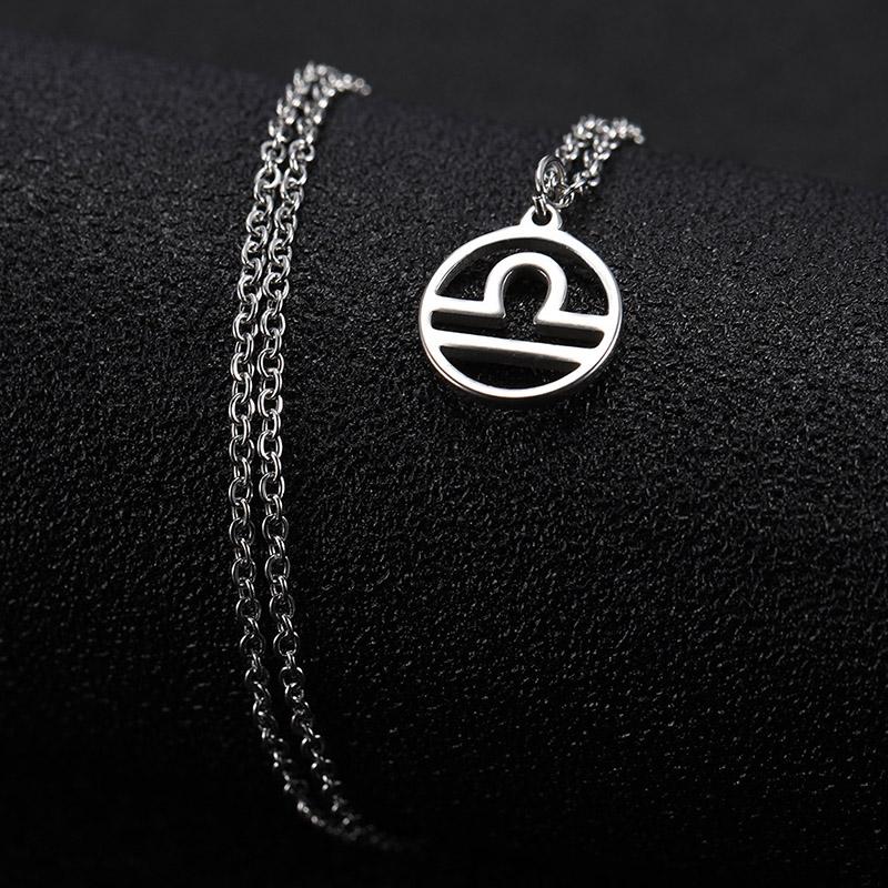 Teamer 12 Zodiac Stainless Steel Necklace Women Men Gemini Aries Libra Taurus Twelve Constellation Birthday Gifts Wholesale
