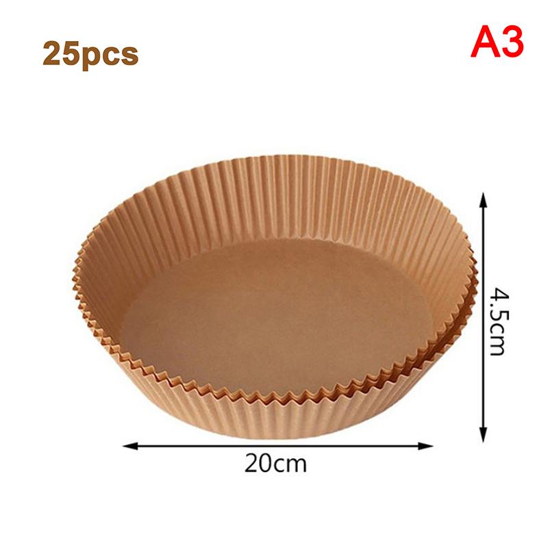 25/50Pcs Air Fryer Paper Non-Stick Disposable 16/20cm Unperforated Parchment Paper Bamboo Steamer Liners Steaming Basket