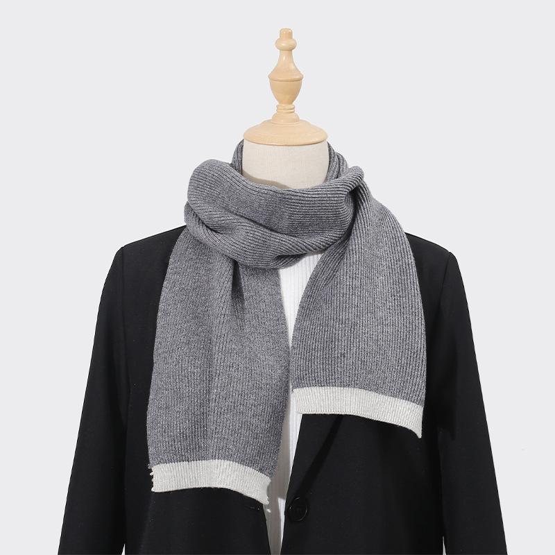 New Style Knitted Wool Long Scarf for Women Solid Color Border Thickened Versatile Winter Warm Neck Scarf
