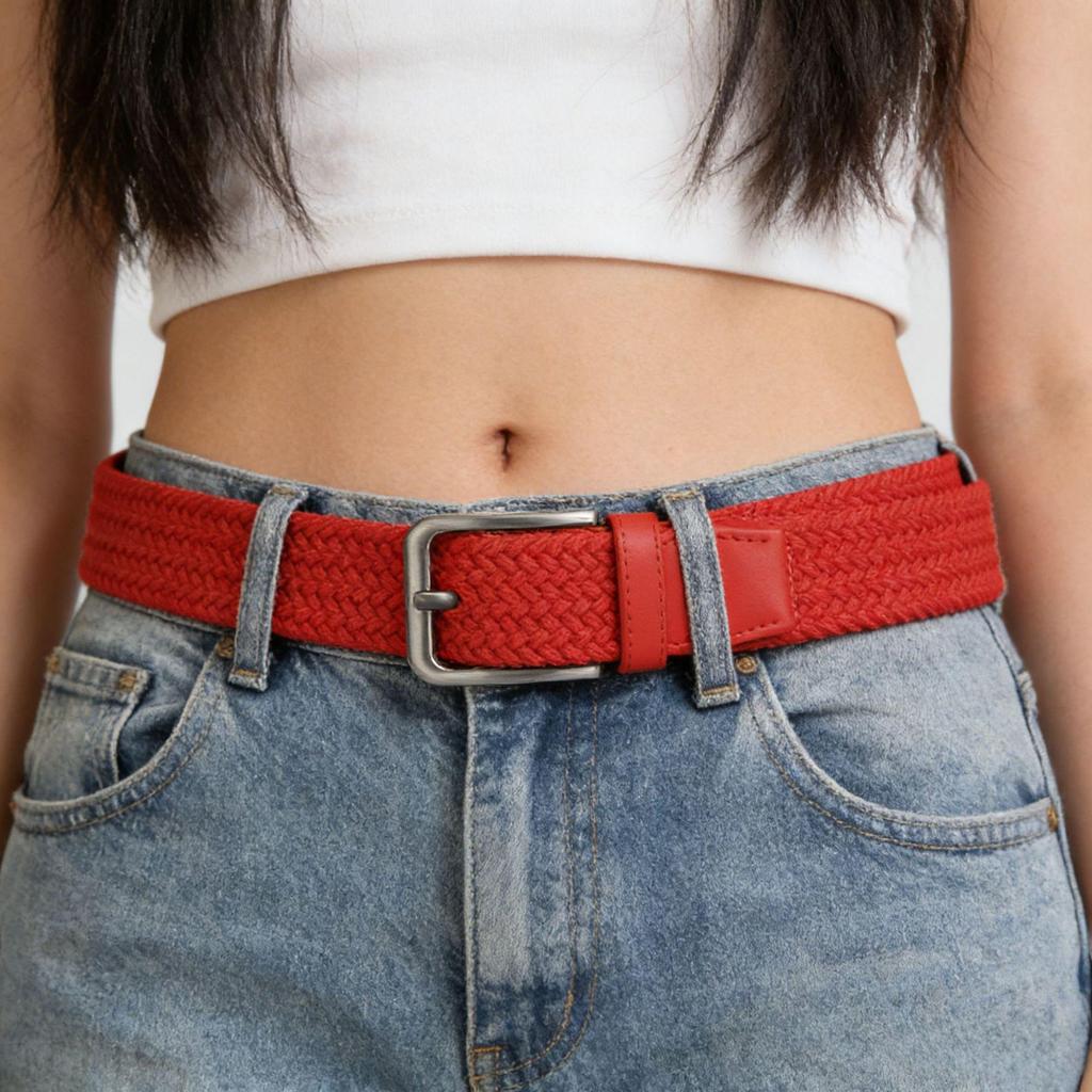 Unisex High-Elastic No-Punch Leather Belt for Trousers