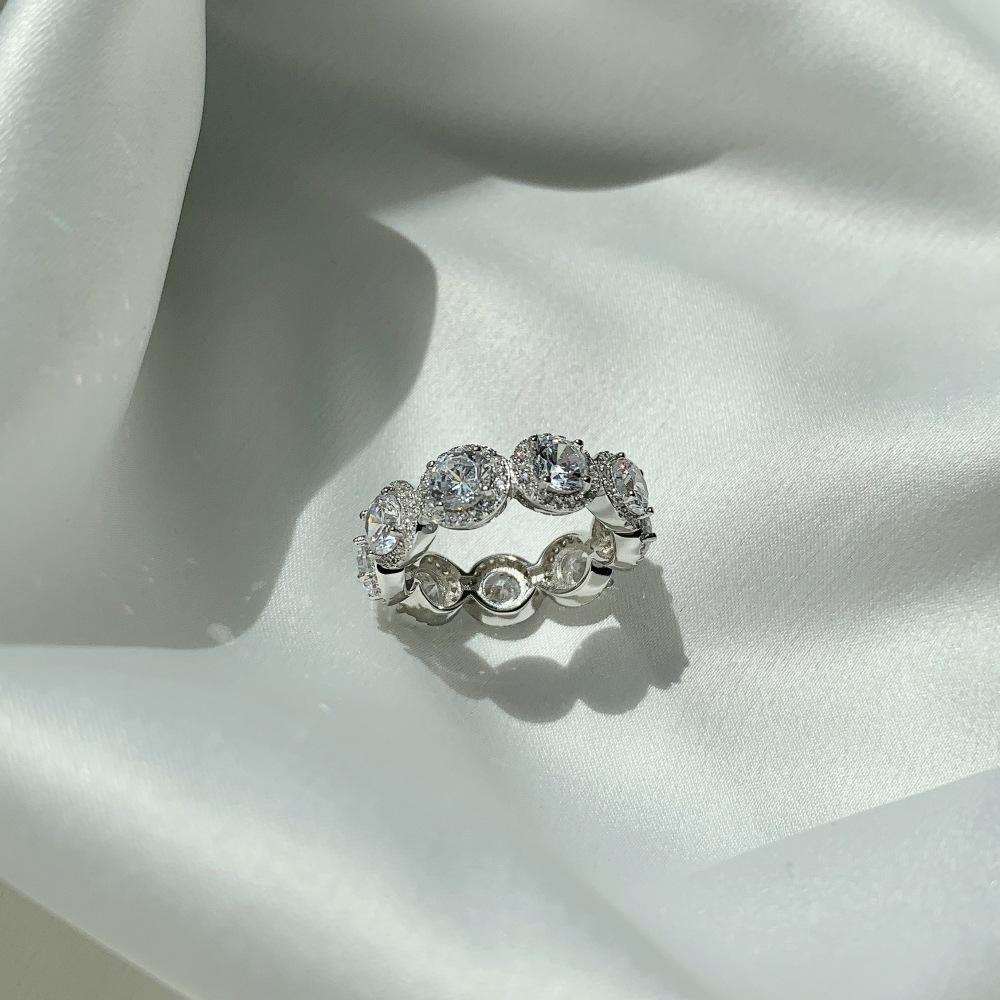 Tancise Women Classic 925 Sterling Silver  Zircon Ring Ladies Jewelry Wedding Promise Party Gift