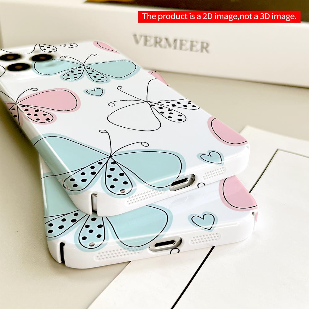 Butterfly & Heart Pattern Phone Case All Inclusive Film Hard Phone Case, Compatible with iPhone 18 Pro Max 17 16 15 14 13 12 11