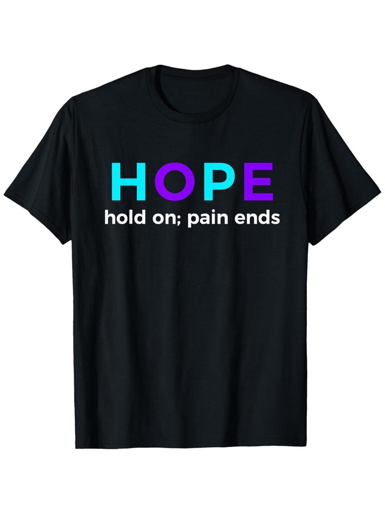 Men'S HOPE Suicide Prevention Awareness T Shirt Turquoise & Pink Mental Health Shirt with Hold on Pain Ends Slogan, Fit (S XXXL), Crew Neck Casual for