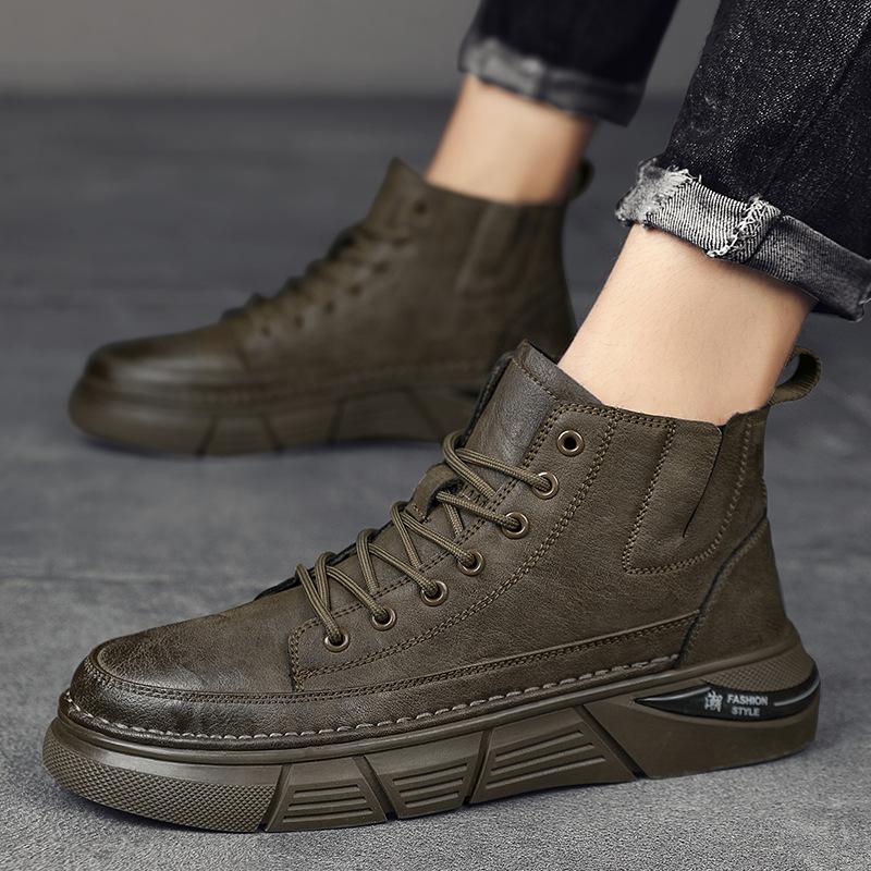 Męskie buty za kostkę, modne, wygodne, ładne, wodoodporne, z dużą główką, buty robocze, skórzane buty