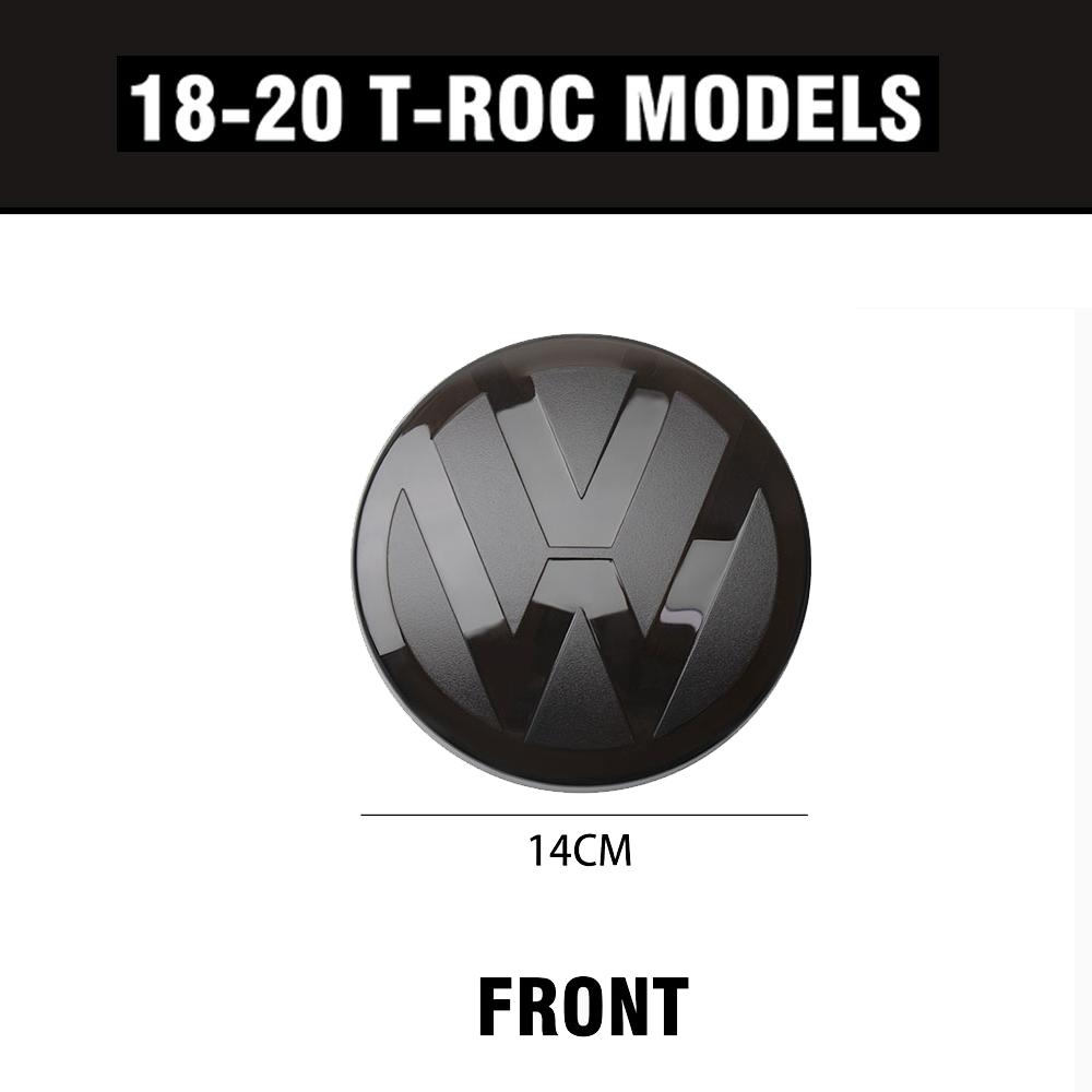 1pc Car Front Grill Badge/Rear Trunk Emblem Lid Cover Logo Sticker Black Center Cover For VW T-ROC 2018 2019 2020 Car Accessorie Sx5