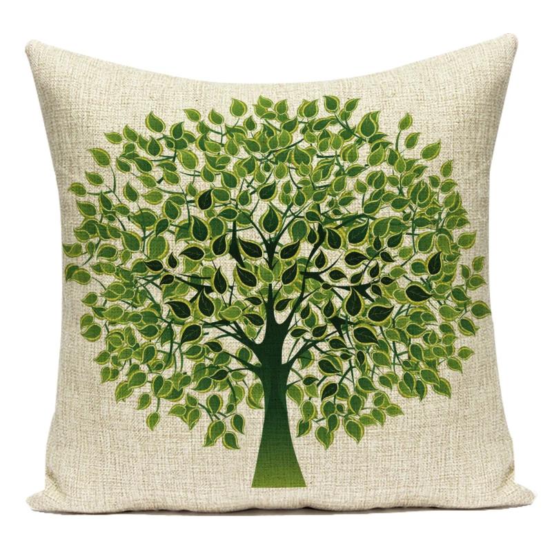 Decorative Throw Pillows Case Color Plant Flower Trees Polyester Sofa Cushion Cover For Living Room Capa De Almofadas