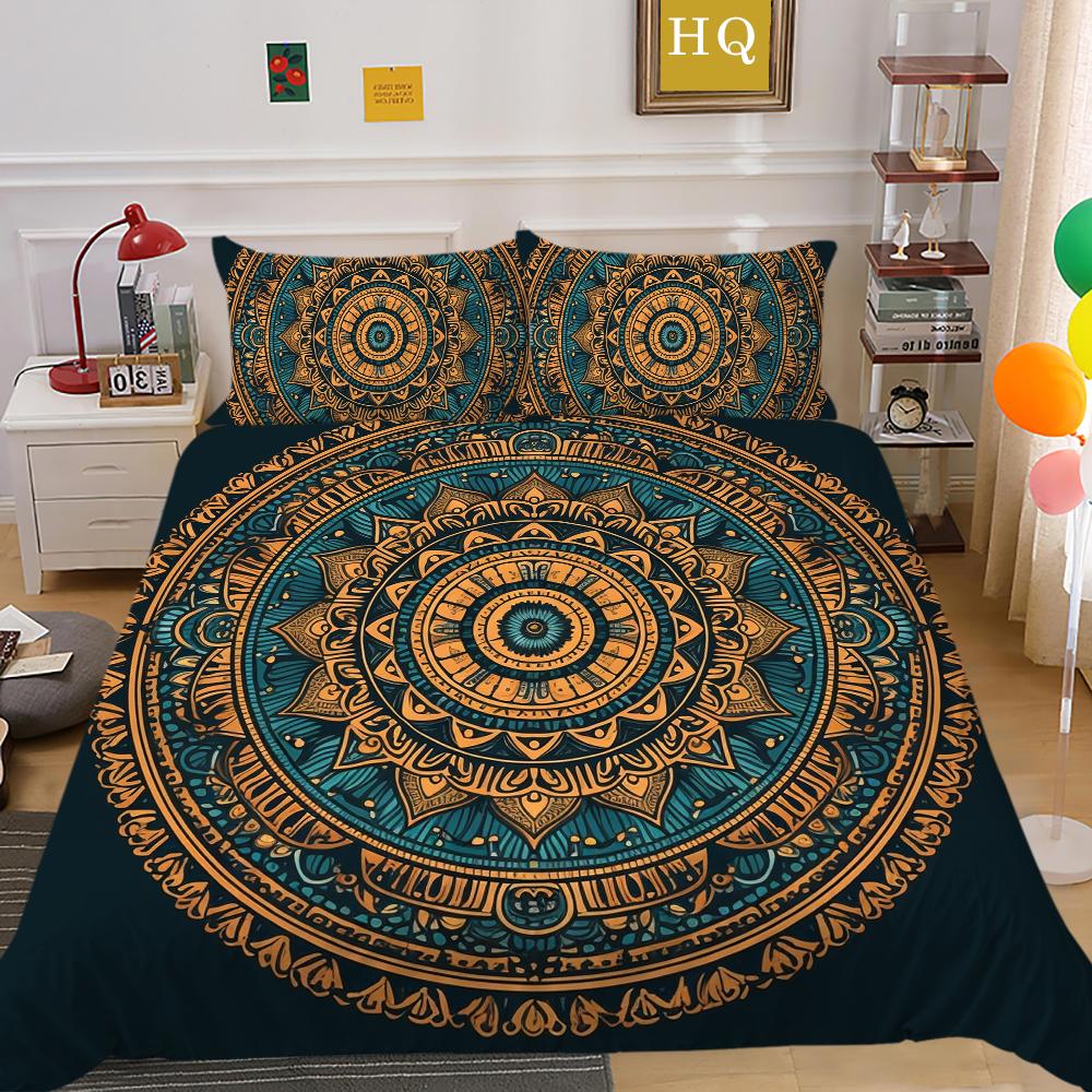 Home Bedding Set 3D Mandala Printing Bedspreads Queen Double Size Microfiber Duvet Cover Set Bedroom Decor