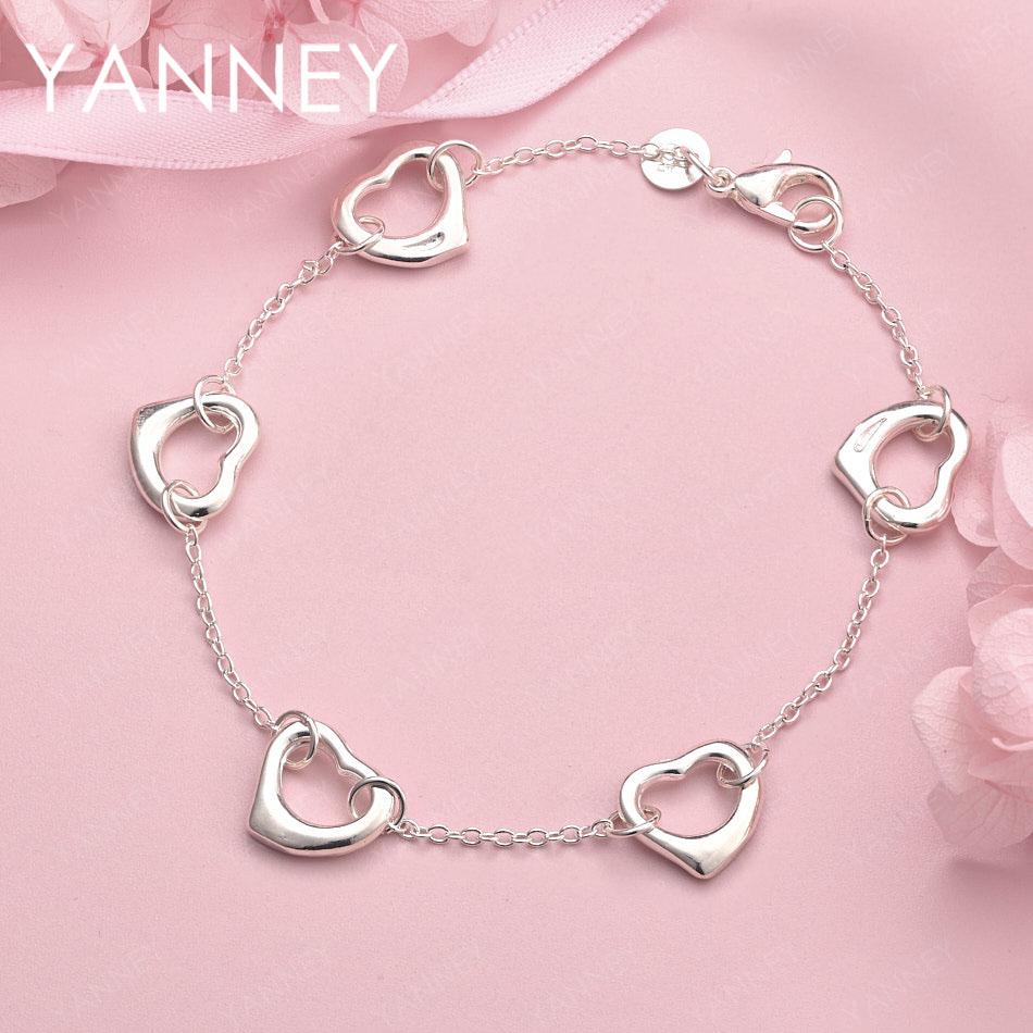 

925 Sterling Silver 8-inch Exquisite Heart-Shaped Bracelet for Women, a Fashionable Wedding Gift and Party Accessory