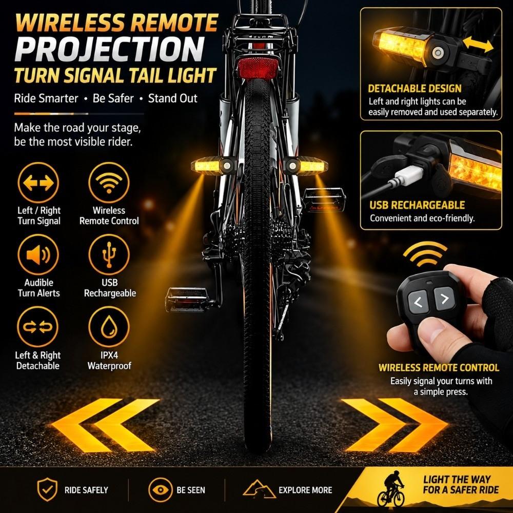 with Turn Signals Bike Tail Light Remote Control LED MTB Rear Light Safety Warning