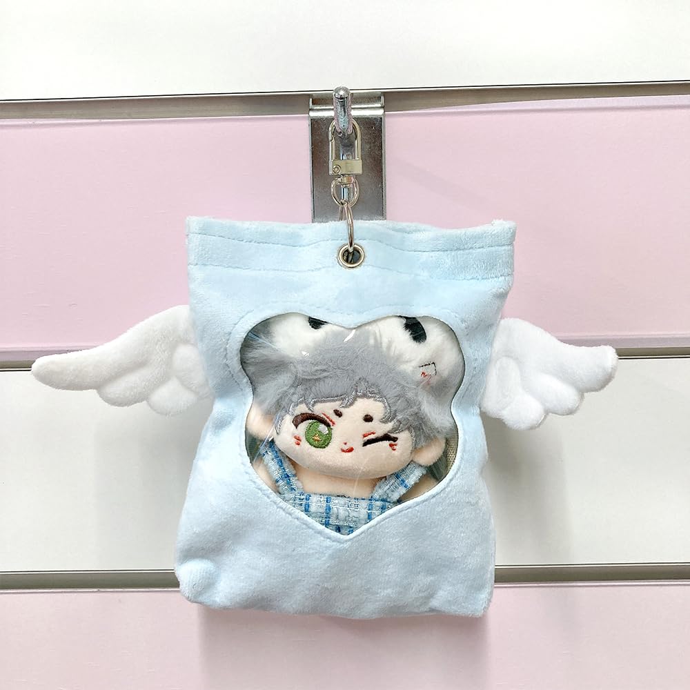 Winged Plush Pouch for 10cm Plush Heart Angel Bag Blue Toys, Window, Wings, Transparent, Charm, [Used]