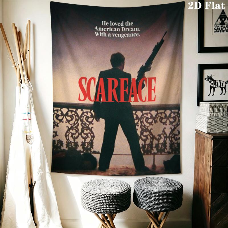 Scarface Wall Tapestry Aesthetic Wall Hanging Printed Fabric Blanket Decorative Tapestries for Bedroom Living Room Home Decor