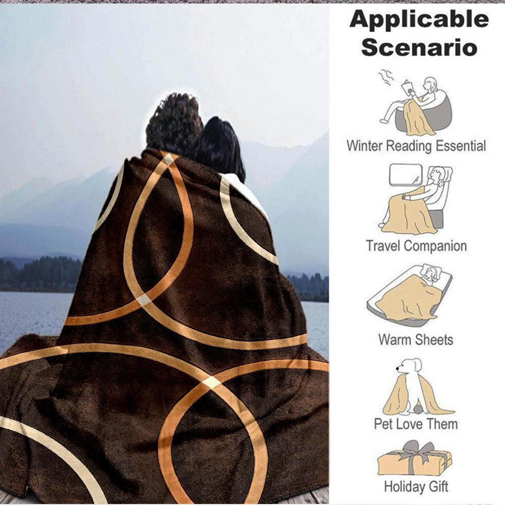 1Pc Abstract Circle Rug Blanket Soft And Comfortable Casual Warm Camping Travel Christmas Halloween Xmas Gift M92821