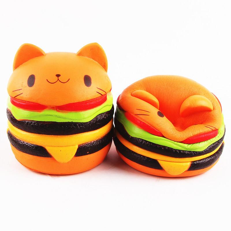 Koci Hamburger Squishy Zabawka z Powolnym Odbiciem Miękki Materiał PU Do Redukcji Stresu i Jako Prezent