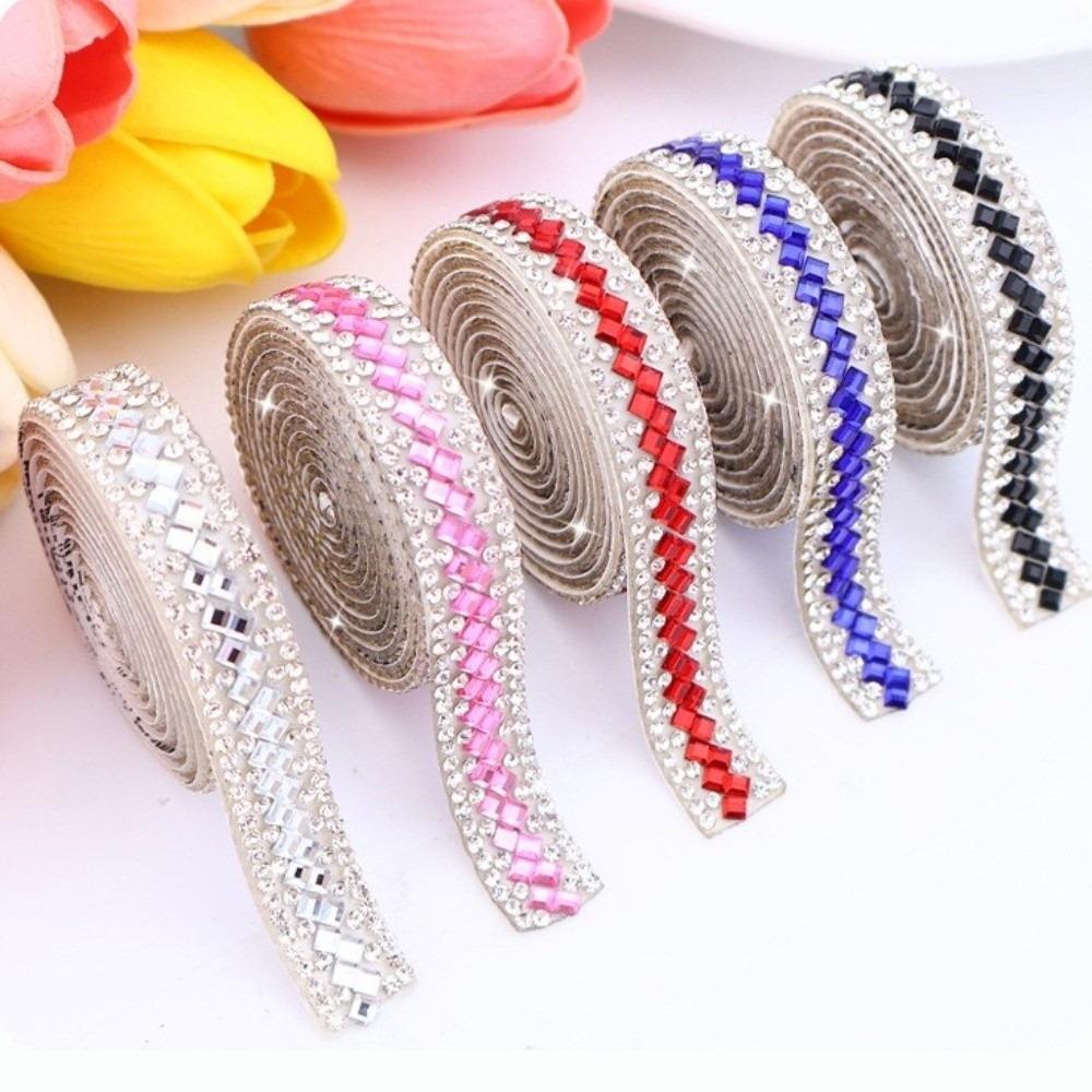 3 Yards Self Adhesive Glass Rhinestone Flexible Sparkling Rhinestone Strip Shiny DIY Decoration Apparel Accessory Clothing Decor