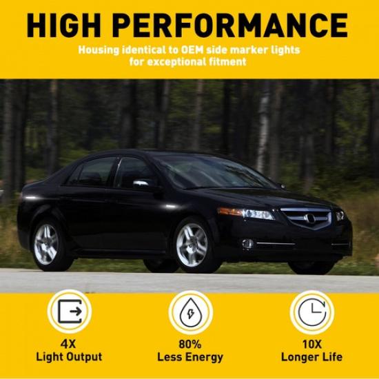For 2004-08 Acura TL S Type Style 4PCS Smoked + F R White LED Side Marker Lights