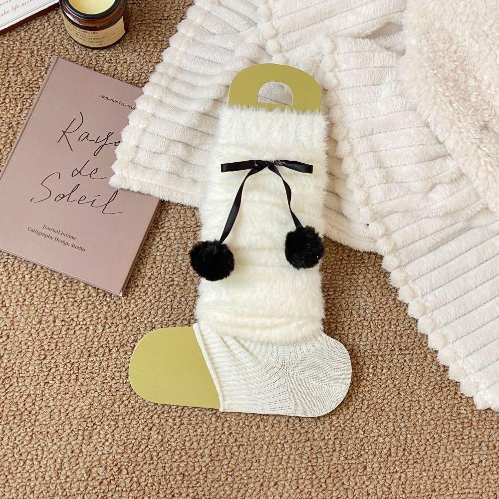 Thicken Balletcore Plush Stockings Y2k Knitted Leg Covers Trendy Mink Fur Leg Warmer  Women