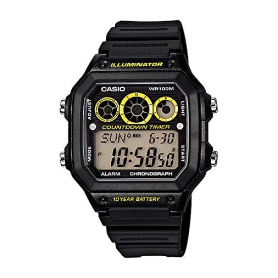 

CASIO Casio AE-1300WH-1A AE1300WH-1A спортивные цифровые черные желтые мужские наручные часы унисекс [Товар]