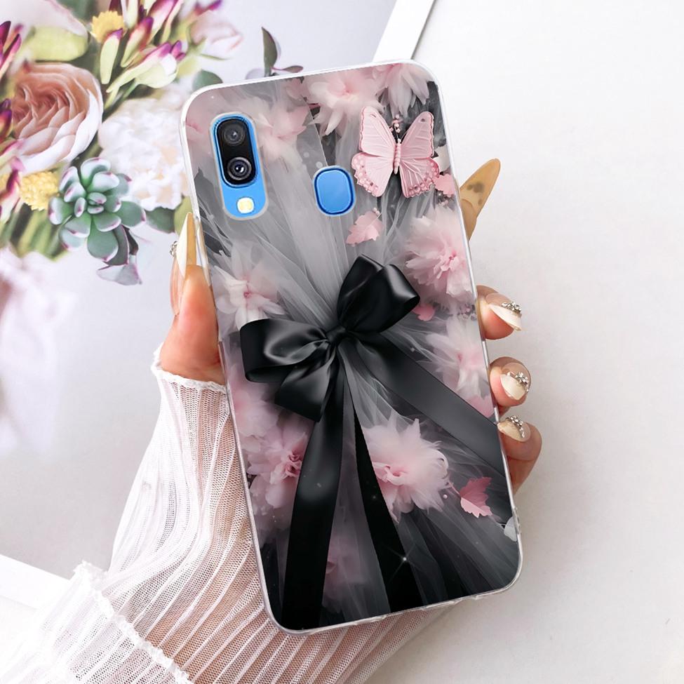 For Samsung A40 Case Transparent Cute Cat Fashion Butterfly Funny Painted Phone Casing For Samsung Galaxy A40 SM-A405F Cover
