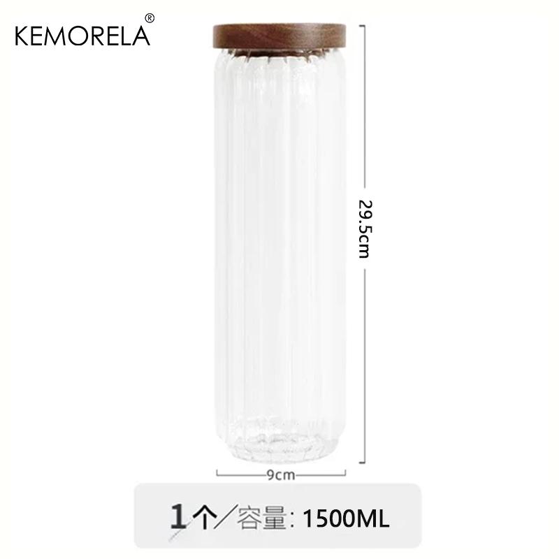 Glass Storage Jar With Acacia Wooden Cover Kitchen Snacks Tea Coffee Bean High Capacity High borosilicate Sealed Storage Bottles