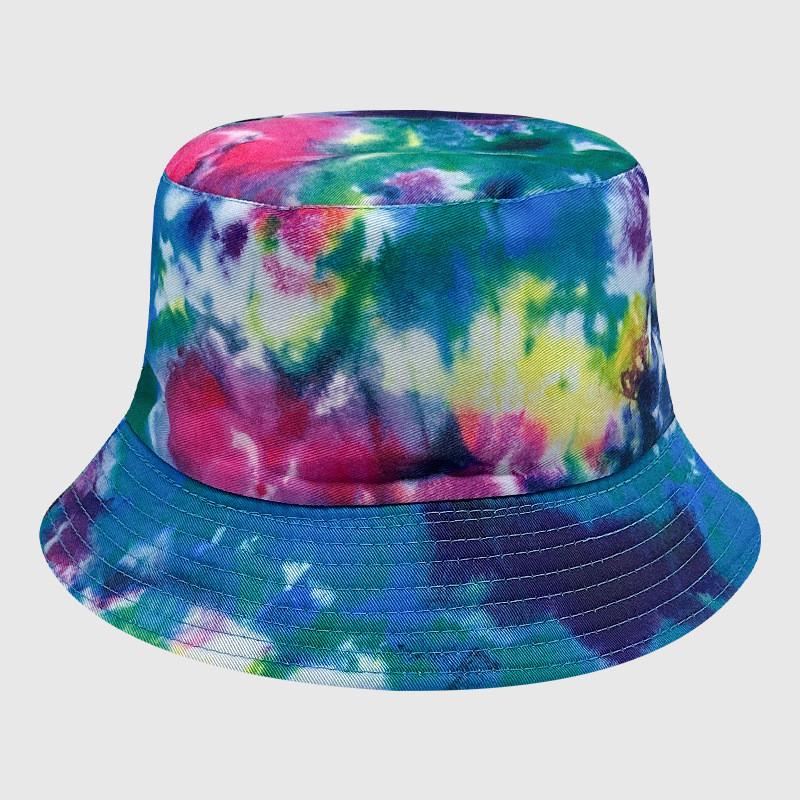 Neutral Summer Tie Dye Printed Fisherman Hat Outdoor Breathable Hat Sunshade