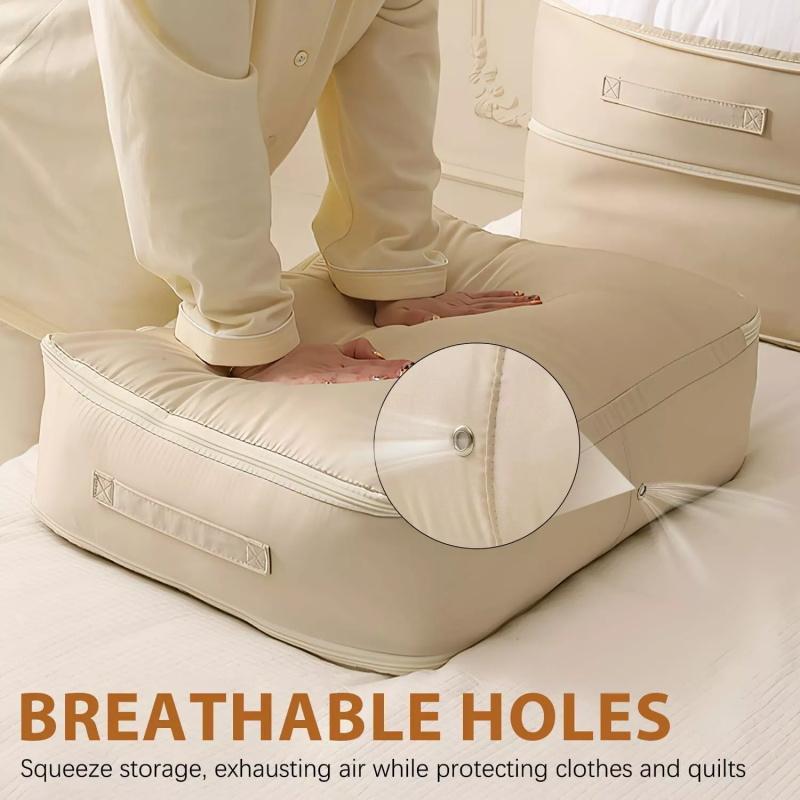 Ultra Space Saving Self Compression Organizer Bedroom Clothes Storage Bag Zipped