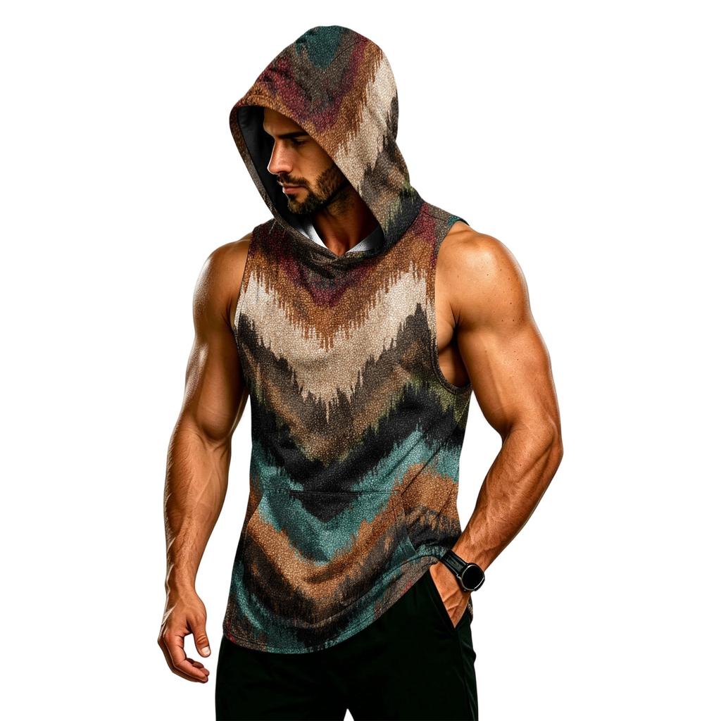 Men's Sleeveless Hoodie Muscle Fit Tank Top Breathable Quick Dry Gym Workout Fitness Vest for Training