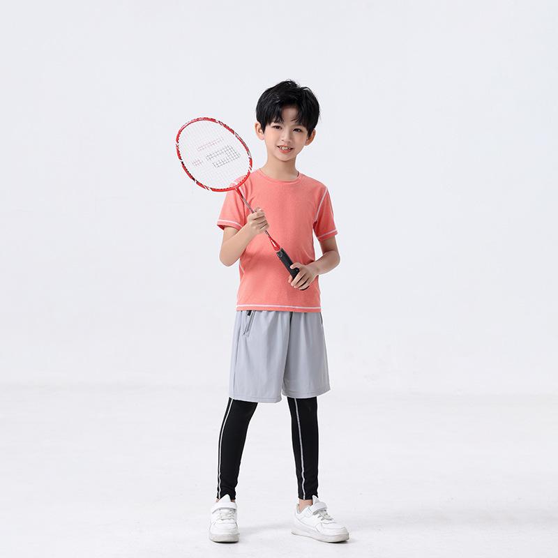 Boys' Quick-Dry Running Suit - Spring/Summer Sports Set for Training, Fitness, Basketball, Football, Tight Fit Print.
