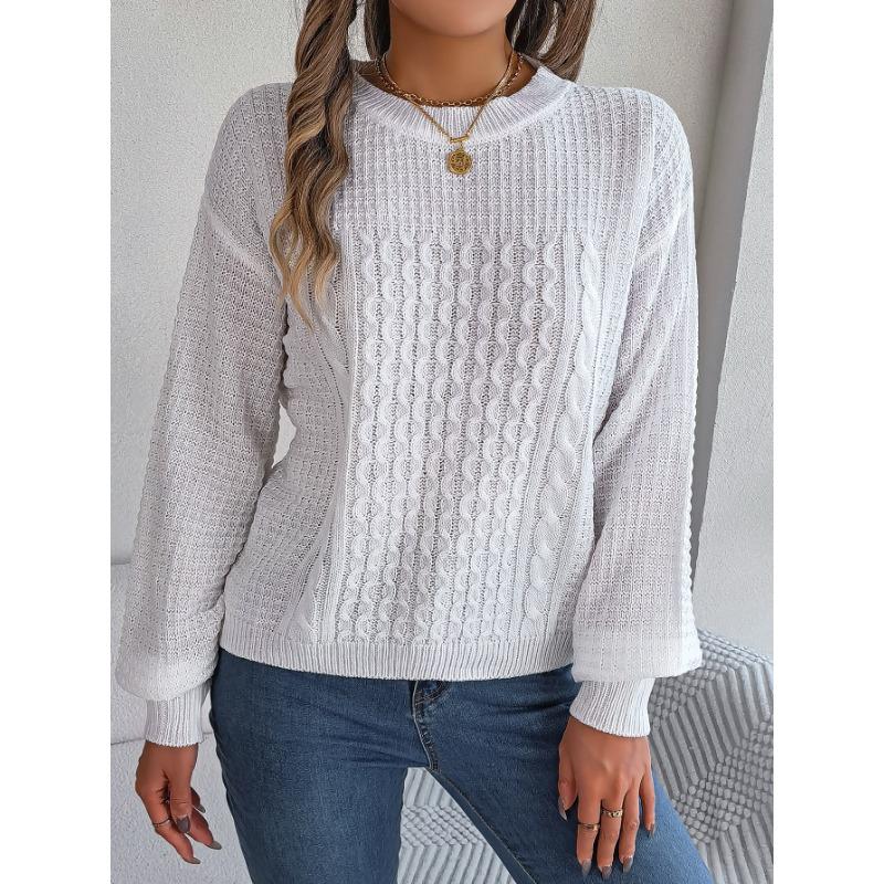 Women's Autumn and Winter Casual Solid Color Twist Lantern Sleeve Sweater
