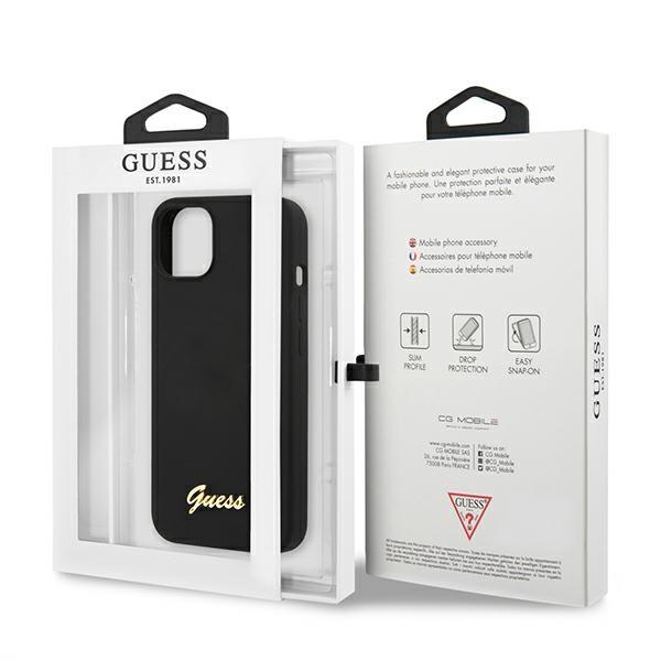 Guess Guhmp13Mlslmgbk Iphone 13 / 14 /6.1 Black/Czarny Hardcase Silicone Script Gold Logo Magsafe