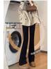 Women's Fleece-Lined High-Waisted Black Flared Denim Pants - 2025 Autumn/Winter Trend
