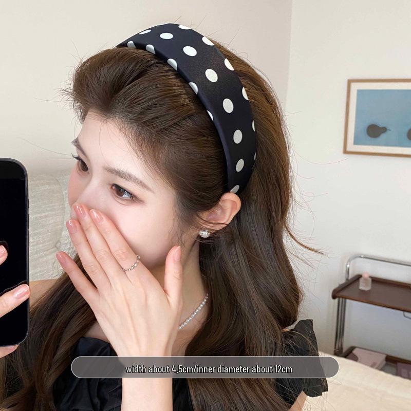Korean Retro Polka Dot Wide Headband for Women – Chic Summer Fashion Hair Accessory