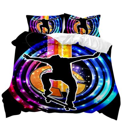 Skateboard Påslakanset Hip Hop Stil Sängkläder Set Färgglad Regnbåge Tie-Dye Hippie Abstrakt Graffitikonst Polyester Quiltöverdrag