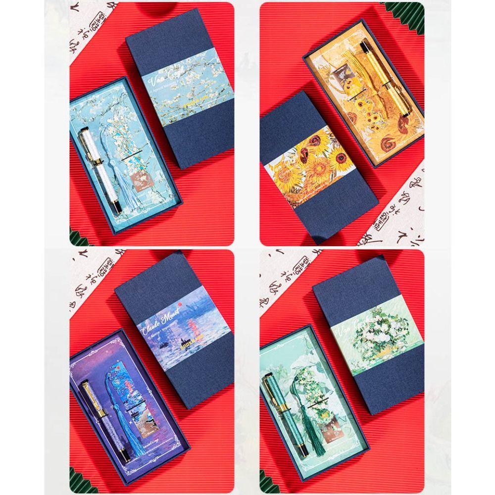 Oil Painting Metal Bookmark Tassel Pendant Floral Painting Bookmark  School Office Supplies