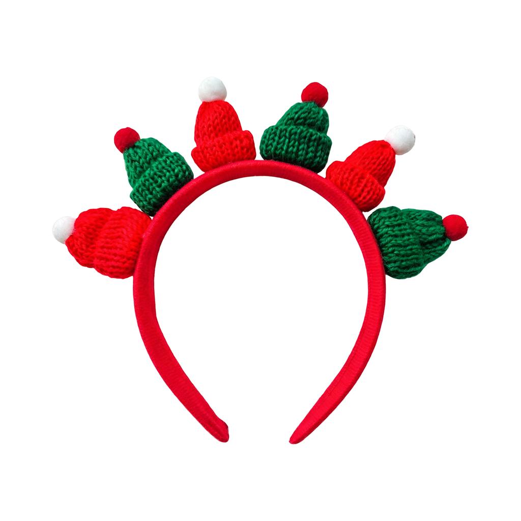 Knit Christmas Hat Headband for Women, Cute Finger Hat Party Hair Accessory