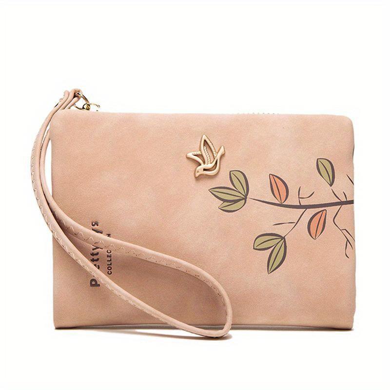 Billetera Corta Estampada Simple Monedero Casual con Pulsera Bolso de Mano Combinable Moderno Unisex para Uso Diario