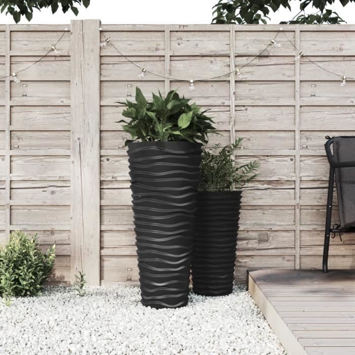 VidaXL Jardinière et intérieur amovible anthracite aspect rainuré 364690
